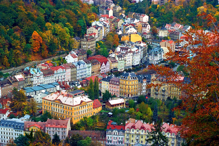 Karlovy Vary şehrinden bir görünüm, Çek Cumhuriyeti